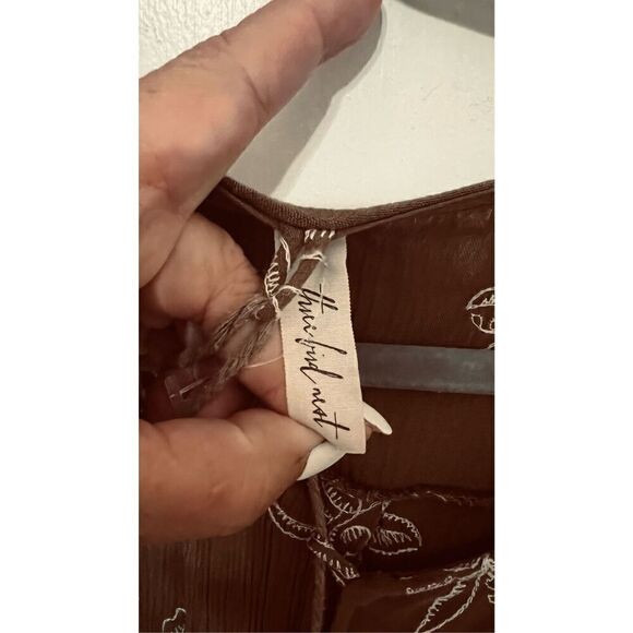 Three Little Birds Cotton Gauze Brown Boho Dress Size L - Picture 3 of 9